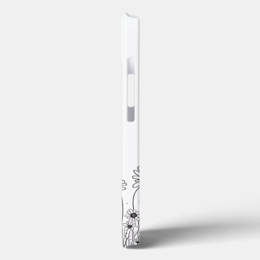 Black and White Wildflower iPhone 13 Case (Rückseite / Links)