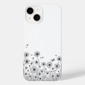 Black and White Wildflower iPhone 14 Cases (Rückseite)