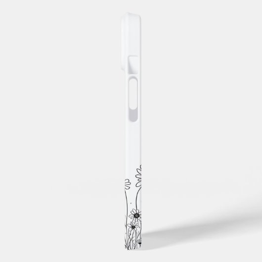 Black and White Wildflower iPhone 14 Cases (Rückseite / Links)