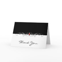 Black and White with Ruby Accent Thank You card