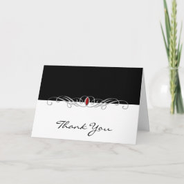 Black and White with Ruby Accent Thank You card Dankeskarte
