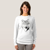 Black and White Wolf Drawing T-Shirt (Vorne ganz)