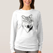 Black and White Wolf Drawing T-Shirt (Vorderseite)