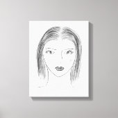Black and White Woman Face Sketch for Gallery Wall Leinwanddruck (Vorderseite)