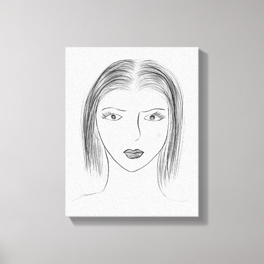 Black and White Woman Face Sketch for Gallery Wall Leinwanddruck (Vorderseite)