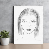 Black and White Woman Face Sketch for Gallery Wall Leinwanddruck