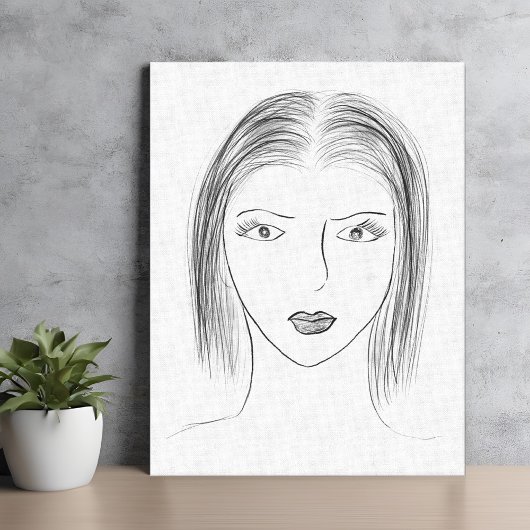 Black and White Woman Face Sketch for Gallery Wall Leinwanddruck