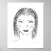 Black and White Woman Face Sketch for Gallery Wall Poster (Vorne)