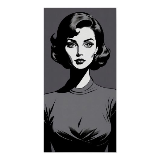Black and White Woman Portrait Poster (Vorderseite)