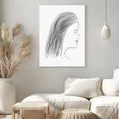 Black and White Woman Profile Sketch Gallery Wall Leinwanddruck