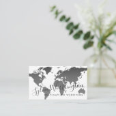Black and White World Map Reisebranche Visitenkarte (Stehend Vorderseite)