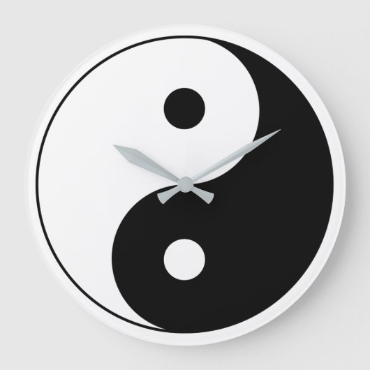 Black and White Yin Yang Große Wanduhr (Vorderseite)