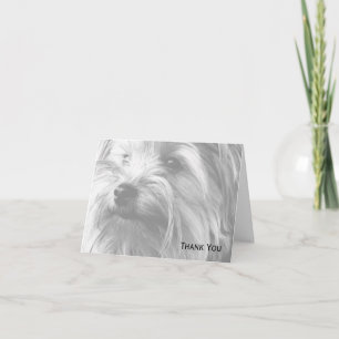 Black and White Yorkshire Terrier Yorkie Dankeskarte