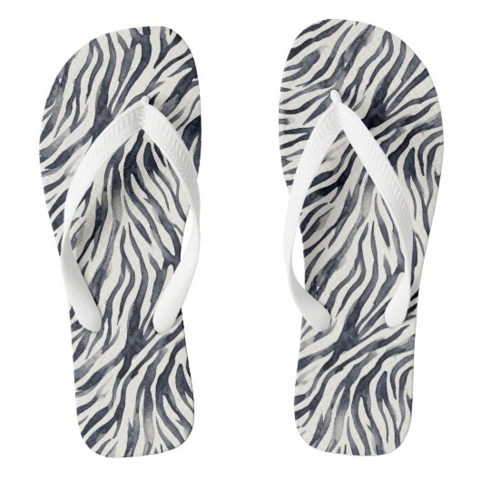 Black and White Zebra Print Pattern Badesandalen (Fußbett)