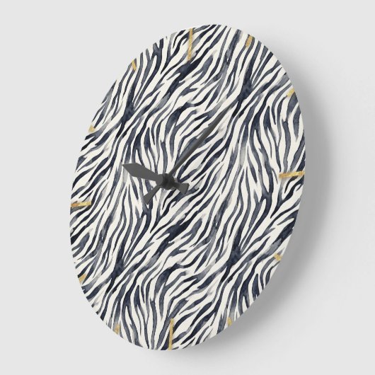 Black and White Zebra Print Pattern Große Wanduhr (Winkel)