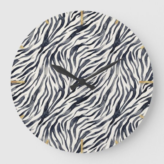 Black and White Zebra Print Pattern Große Wanduhr (Vorderseite)