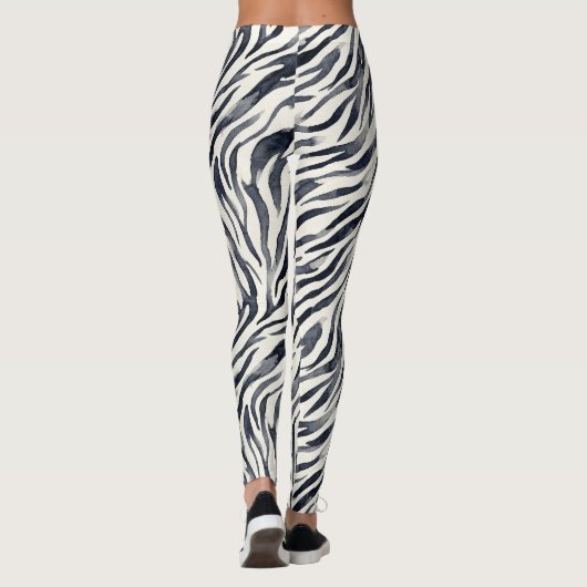 Black and White Zebra Print Pattern Leggings (Rückseite)