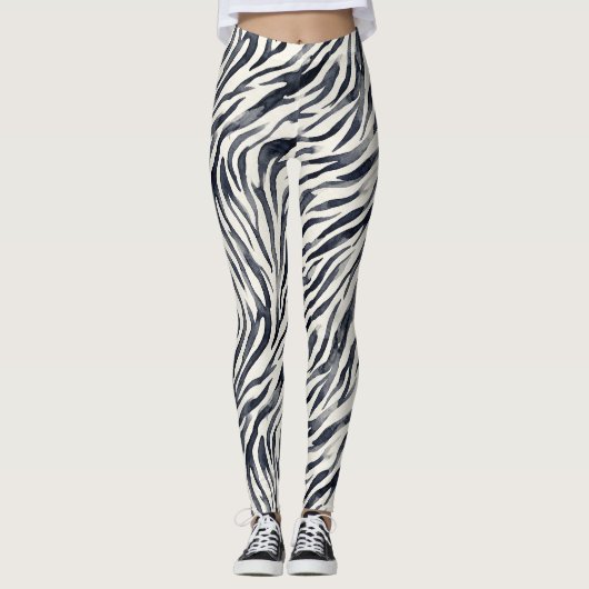 Black and White Zebra Print Pattern Leggings (Vorderseite)