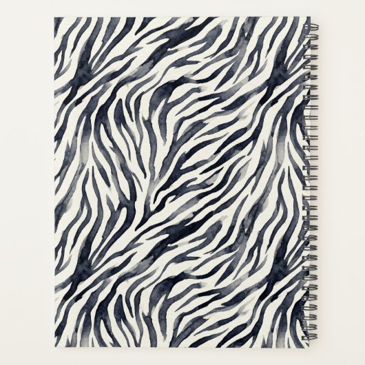 Black and White Zebra Print Pattern Planer (Rückseite)