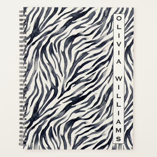 Black and White Zebra Print Pattern Planer (Vorderseite)