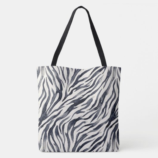 Black and White Zebra Print Pattern Tasche (Rückseite)