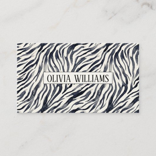Black and White Zebra Print Pattern Visitenkarte (Vorderseite)