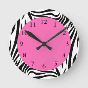 Black and White Zebra Print Runde Wanduhr