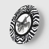 Black and White Zebra  Round Acrylic Wall Clock Runde Wanduhr (Winkel)