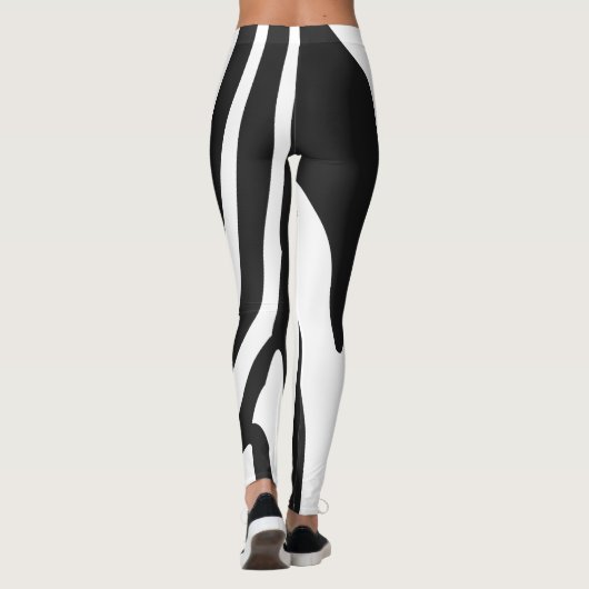 Black and White Zebra Stripes Pattern Leggings (Rückseite)