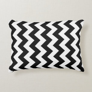 Black and White Zigzag Dekokissen