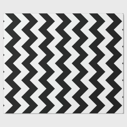 Black and White Zigzag Geschenkpapier (Flach)