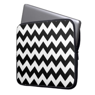 Black and White Zigzag Laptopschutzhülle