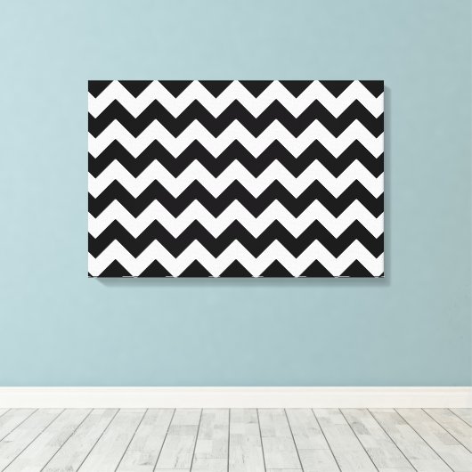 Black and White Zigzag Leinwanddruck (Insitu (Holzboden))