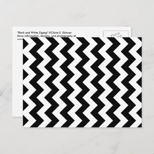 Black and White Zigzag Postkarte (Vorne/Hinten)