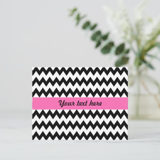 Black and White Zigzag Postkarte (Stehend Vorderseite)