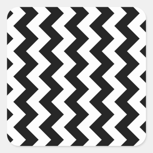 Black and White Zigzag Quadratischer Aufkleber (Vorderseite)