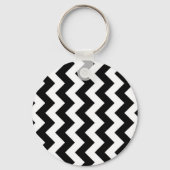 Black and White Zigzag Schlüsselanhänger (Vorderseite)
