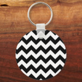 Black and White Zigzag Schlüsselanhänger (Vorderseite)