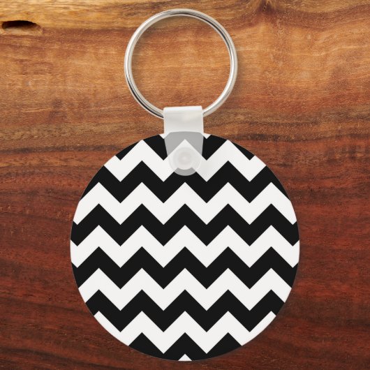 Black and White Zigzag Schlüsselanhänger (Vorderseite)