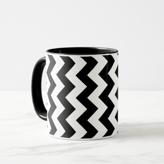 Black and White Zigzag Tasse (Vorderseite Links)