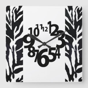 Black and Whiter Tiger Print Acrylic Wall Clock Quadratische Wanduhr