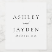 Black and Whitre Elegant Wedding Weinetikett (Einzelnes Label)