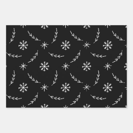 Black and Write Christmas Wrapping Paper Geschenkpapier Set (Vorderseite 2)