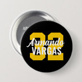 Black and Yellow Athlete Jersey Number Button (Vorne & Hinten)