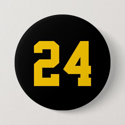 Black and Yellow Athlete Jersey Number Button (Vorderseite)