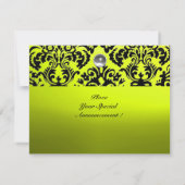 BLACK AND YELLOW DAMASK GEM STONE MONOGRAMM EINLADUNG (Rückseite)