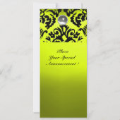 BLACK AND YELLOW DAMASK GEM STONE MONOGRAMM EINLADUNG (Rückseite)