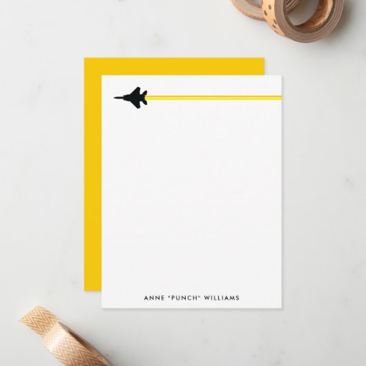 Black and Yellow F-15 Personal Stationery Mitteilungskarte (Vorderseite/Rückseite Beispiel)