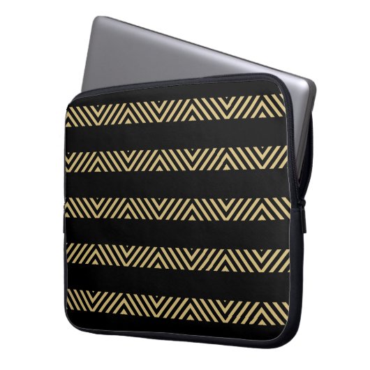 Black and Yellow geometric design Laptopschutzhülle (Vorderseite Links)