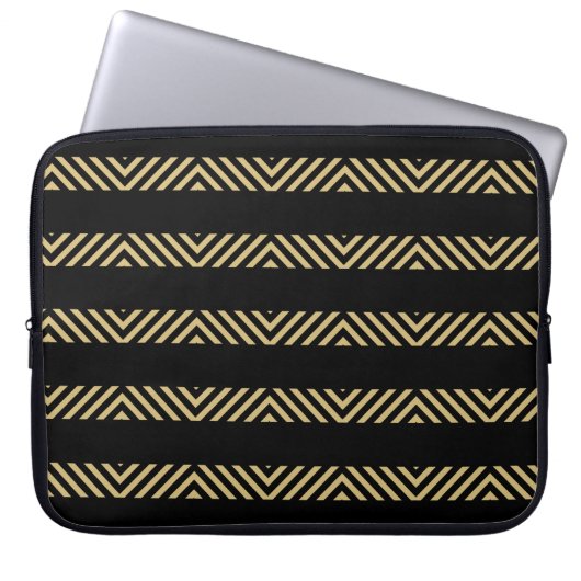 Black and Yellow geometric design Laptopschutzhülle (Vorderseite)